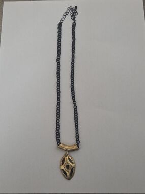 Gold and Black Pendant Necklace - Women's Fashion Jewelry